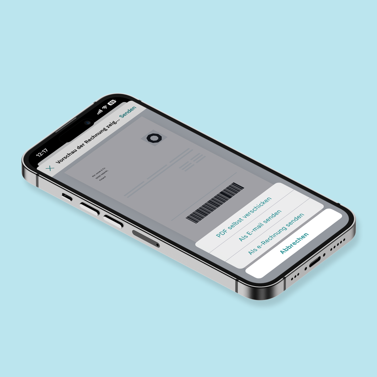 Smartphone mit verschiedenen Versandmethoden der Rechnung