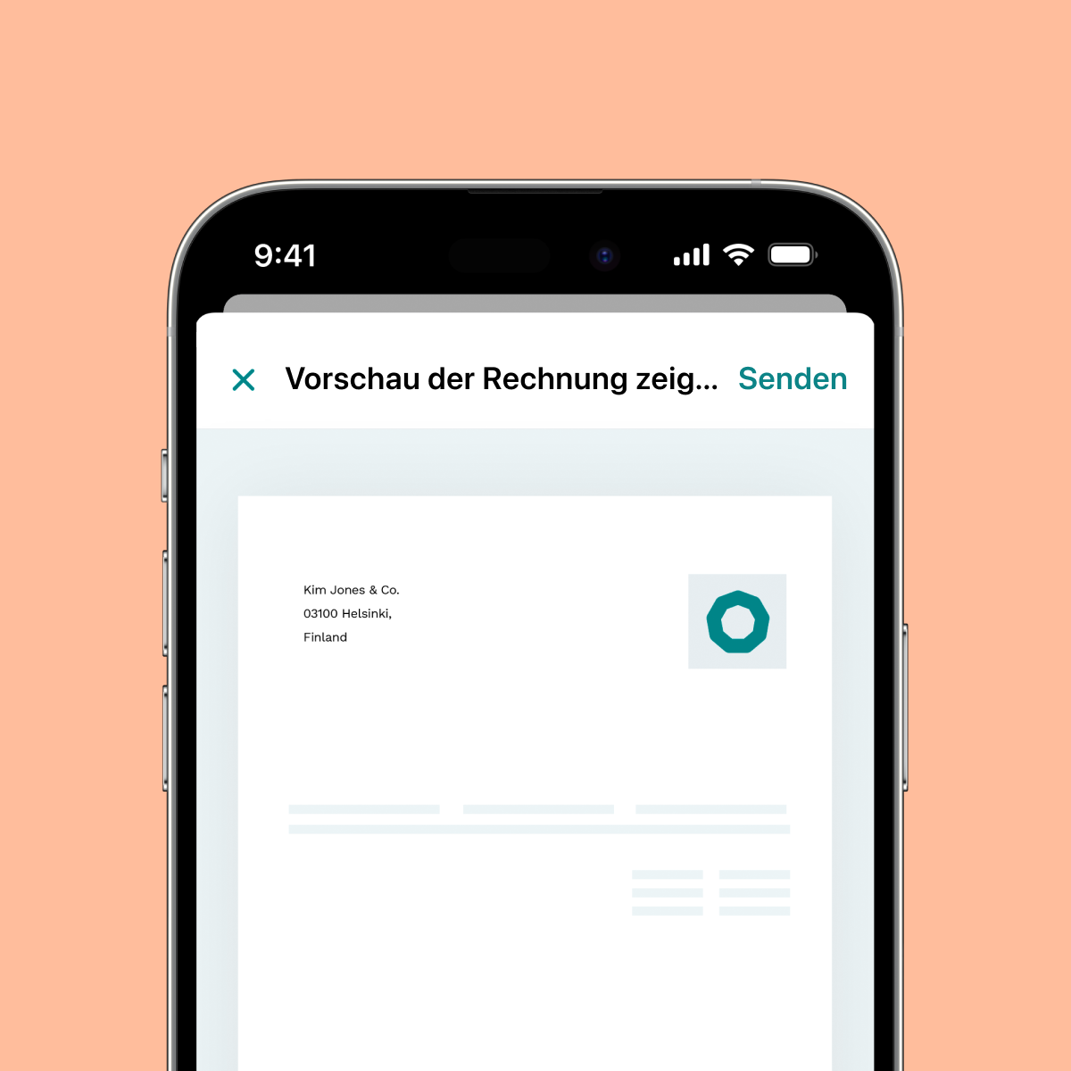 Smartphone mit Vorschau einer Rechnung