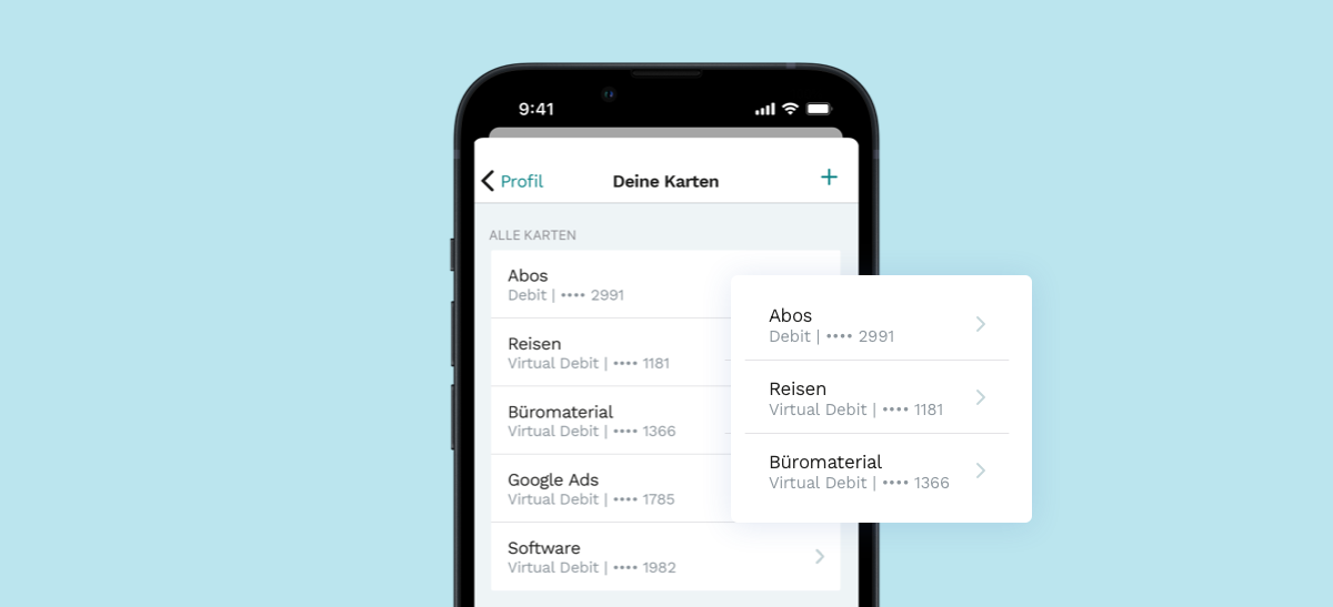 Holvi Zahlungskarten in der Holvi App