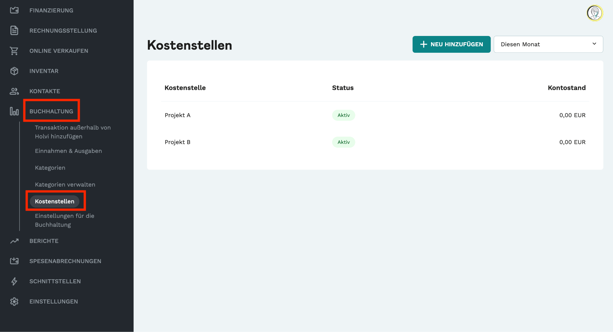 Screenshot Holvi App